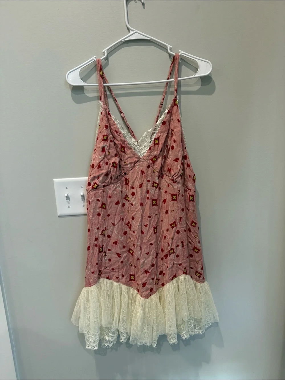 Anthropologie Dusty Pink Floral Lace-Trim Mini Dress - Picture 7 of 12